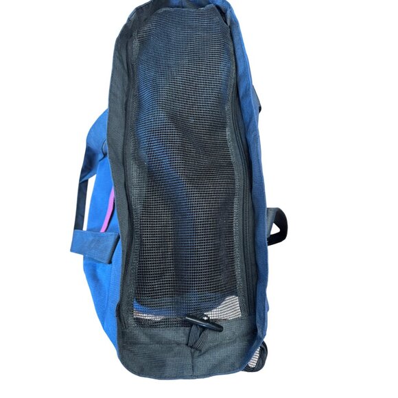 Pet Carrier Tote Navy Mesh Ends & Top Zipper Openings Cats Small Dogs - Picture 5 of 13